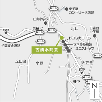 営業所までの地図：住所〒283-0821　千葉県東金市小野82